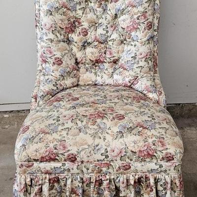 Victorian Rose Slipper Chair w/ Pillows & Shams