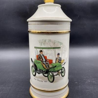 Porcelain Tobacco Cansiter w/ Image of 1907 Car