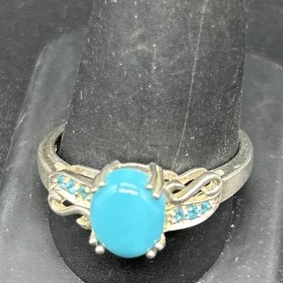 925 Silver and Turquoise Ring, TW 3.97g