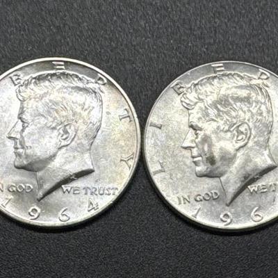 (2) 1964 Kennedy Silver Halves Uncirculated