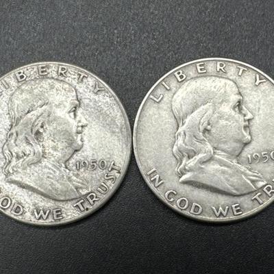 1950-P & 1950-D Franklin Silver Half Dollars