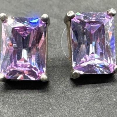 925 Silver w/ Tanzanite Earrings, Weight 10.6g