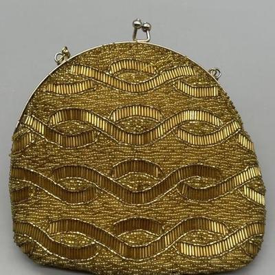 Gold Beaded Evening Bag / Clutch