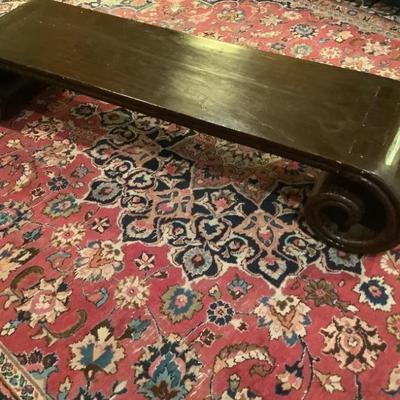 $295- Scroll table /coffee table 12"H 61"L 16"depth 