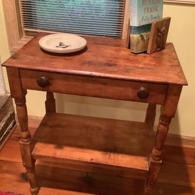 $125- wooden table with 1 drawer, 1 shelf 27