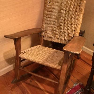 $75 woven rocking chair with arms 39"H 30"L 19"depth