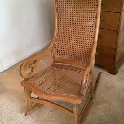 $58-Caned rocking chair 40"H 22"L 19"depth
