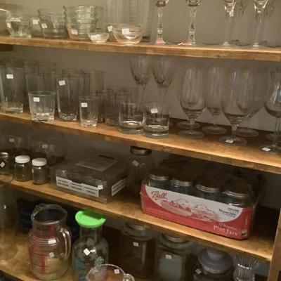 Shrimp cocktail glasses, stemware, and other glass ware