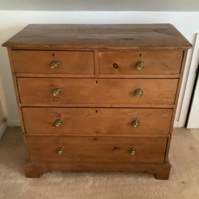 $275- Knotty pine chest of drawers, 5 drawers 36"H 38"L 18"depth