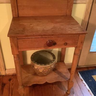 $120-dry sink/washstand, 1 drawer, one shelf 36"H to back 29"H to top 22"L 22"depth 