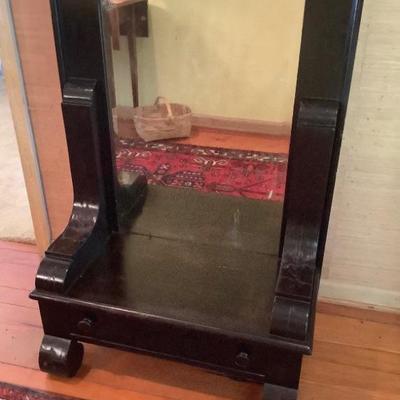 $150-hall tree with mirror, T. M. Manufacturing Co., oak, one drawer 