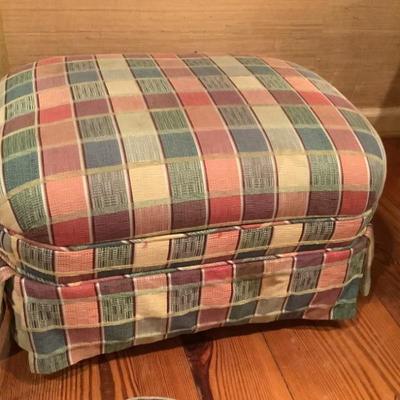$38-ottoman/footrest padded fabric with wooden feet 17"H 21"L 16"depth