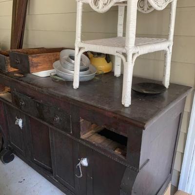 wicker table and buffet 