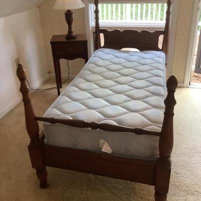 $120-Twin bed with mattress, headboard 42"H footboard 36"H (matches the other twin bed)
