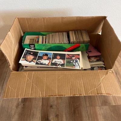 Box of Baseball, Basketball, Hockey, and Football Trading Cards