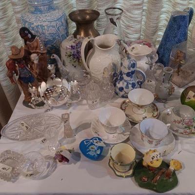 Vintage urns and pitchers, fancy teacups.