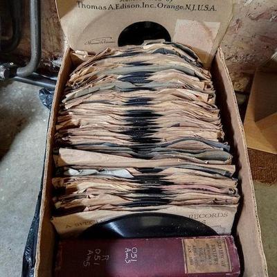 Large box of antique Edison records.