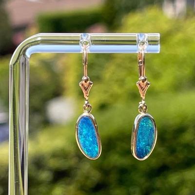 14K Gold Opal Earrings