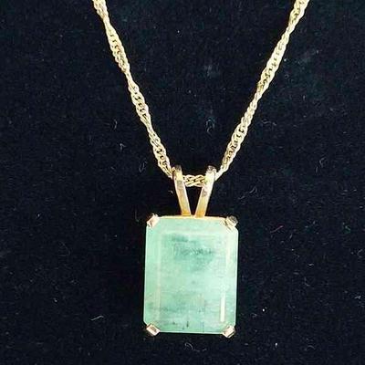 14K Gold Chain with Aventurine Stone