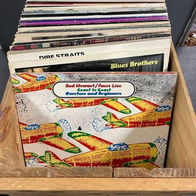 Wood crate with records