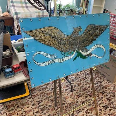 Glass Reverse Painted Eagle
