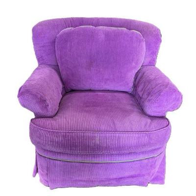 Purple Corduroy Armchair With Green Piping