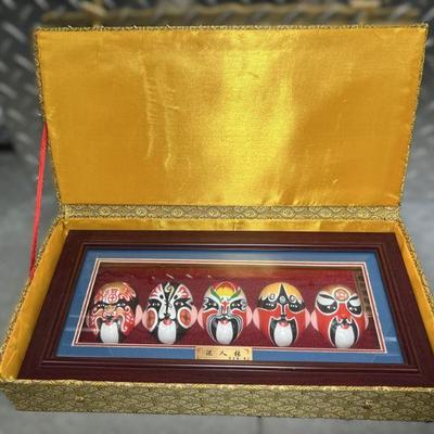 Chinese Vintage Opera Masks In Presentation Case