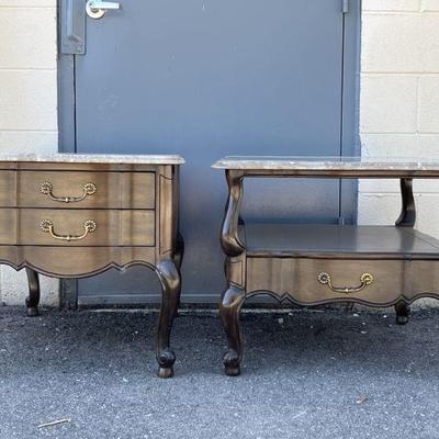 Lot 488 | French Provincial Marble Top Side Tables
