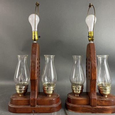 Lot 418 | 2 Vintage Lamps with Faux Firelight Bulbs
