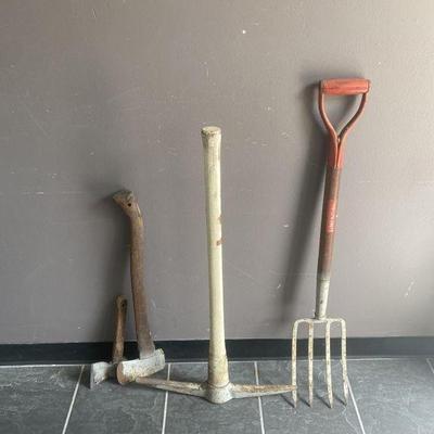 Lot 186 | Vintage Tool Lot, Pitch Fork, Axe