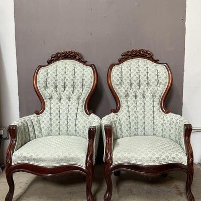Lot 30 | Victorian Tufted Chairs