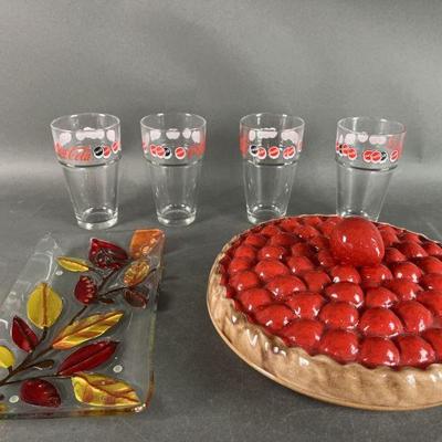 Lot 397 | Glass Tray, Ceramic Pie Tin & CocaCola Glasses
