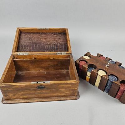 Lot 14 | Antique Hand Made Wooden Poker Caddy