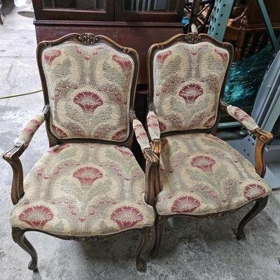 Lot 55 | 2 Vintage French Needlepoint Upholstered Chairs