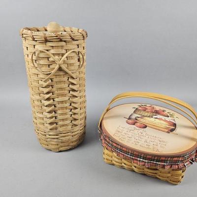 Lot 386 | Vintage Handwoven Basket & Pie Basket
