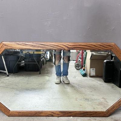 Lot 512 | Oak Beveled Glass Wall Mirror
