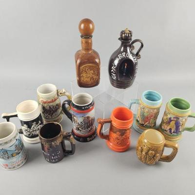 Lot 203 | Vintage Italian Leather Decanter, Steins & More!