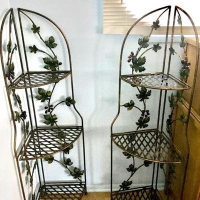 Corner bakers'/display racks (2 available, priced separately; featuring grapes made from hand-blown cased glass)