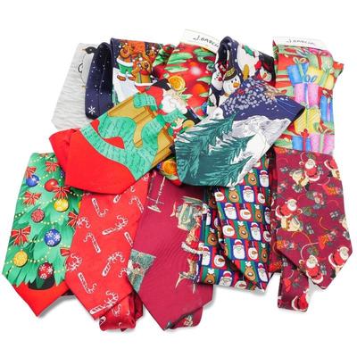Lot of 12 Christmas/Winter-Themed Neckties