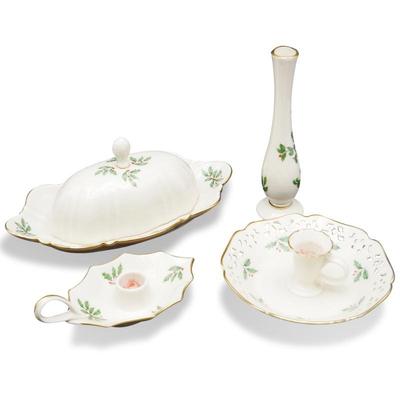 Lenox Holiday Dimension Collection Candleholders, Bud Vase & Lidded Dish