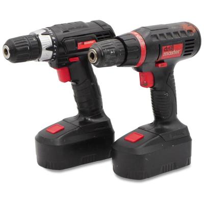 Lot of 2 Drillmaster 18V 3/8" Cordless Drills w/Rechargeable Batteries