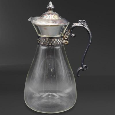 Silver Plate Glass Pitcher