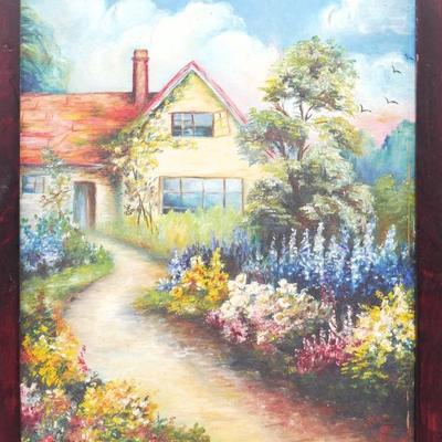 Colorful Original Countryside Landscape Painting Artist Signed A. Reilly