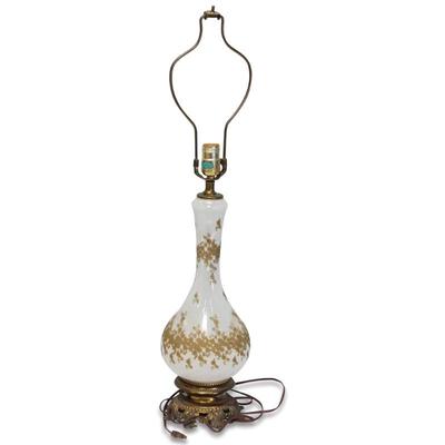 Satin Glass w/Brass Base Table Lamp