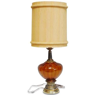 Large Amber Glass Table Lamp