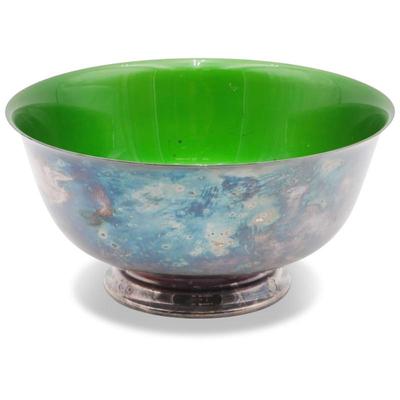 Reed & Barton #1120 Silverplated Green Enameled Footed Bowl