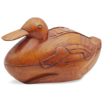 Hand Carved Wooden Duck Box