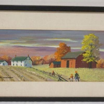 1178	EDNA PALMER ENGELHARDT, OIL ON BOARD, CHILDREN WALKIN DOWN FARM LANE, APPROXIMATELY 24 IN X 14 IN OVERALL
