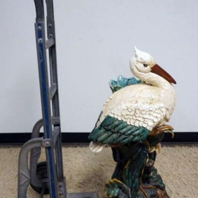 1174	LARGE MAJOLICA STORK UMBRELLA STAND, APPROXIMATELY 37 IN H
