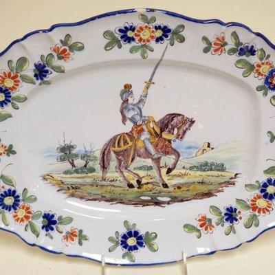 1092	FRENCH FAIENCE PLATTER, APPROXIMATELY 15 IN X 11 1/2 IN, SOME LOSS TO EDGE
